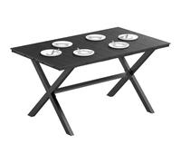 Outsunny Table de Jardin Rectangulaire 4-6 Personnes 150x90x74 cm Noir | Table à Manger Extérieure, Plateau en HDPE Effet Bois, Pieds Métalliques en X, Balcon, Porche, Terrasse