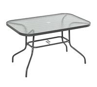 Outsunny Table de jardin rectangulaire 120x80x70 cm métal époxy plateau verre trempé Gris