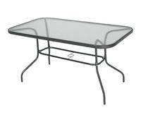 Outsunny Table de Jardin rectangulaire dim. 140L X 80l x 70H cm mšŠtal šŠpoxy Gris Plateau Verre trempšŠ