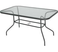 Outsunny Table de Jardin rectangulaire dim. 140L X 80l x 70H cm mšŠtal šŠpoxy Gris Plateau Verre trempšŠ