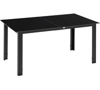 Outsunny Table de jardin rectangulaire en aluminium et plateau en verre trempé - 6 personnes - 150 x 90 x 74 cm - noir