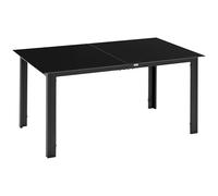 Outsunny Table de jardin rectangulaire en aluminium et plateau en verre trempé - 6 personnes 150 x 90 x 74 cm noir Aosom France