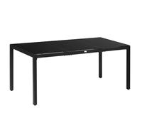 Outsunny Table de jardin 180x80x72 cm 8 pers. plateau verre trempé cadre aluminium noir