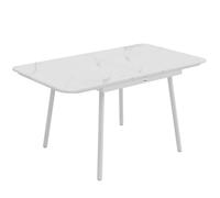 Outsunny Table de Jardin Rectangulaire pour 4-6 Personnes, Plateau en WPC et Cadre en Métal, Pieds Réglables, 140x80x75cm, Blanc