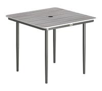 Outsunny Table de jardin rectangulaire pour 4 personnes, table à manger extérieure avec trou de parasol, 85 x 85 x 72,5 cm, gris