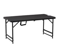 Outsunny Table de jardin rectangulaire camping pour 4 personnes pliable et ršŠglable en hauteur avec plateau en HDPE et cadre en acier dim. 118L x 60l x 74H cm gris