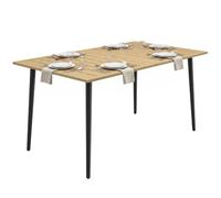 Outsunny Table de Jardin Repas extérieure, Trou Parasol 5 cm, Marron | 150 x 90 cm, design rectangulaire, plateau à lattes, cadre en acier, patio balcon, table uniquement