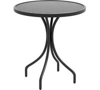 Outsunny Table de jardin ronde ?66 cm, table d'exterieur en acier galvanisšŠ avec plateau š€ lattes pour terrasse, balcon, noir