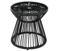 Outsunny Table de jardin ronde en résine tressée imitation rotin table de bistrot métal plateau verre trempé Ø 40 x 42 cm noir