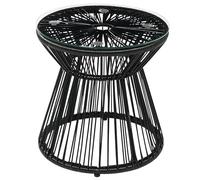 Outsunny Table de jardin ronde – résine tressée imitation rotin, plateau verre trempé Ø 40 cm, noir