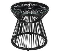 Outsunny Table de jardin ronde – résine tressée imitation rotin, plateau verre trempé Ø 40 cm, noir
