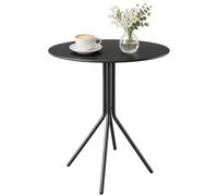 Outsunny Table de Jardin Ronde résistante intempéries Ø60x71 cm Noir | Acier avec patins, table d'appoint, table de camping, table de terrasse, pour jardin, terrasse, balcon