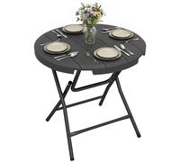 Outsunny Table de jardin ronde table de salle à manger extérieur pour 4 personnes avec plateau en HDPE et cadre en acier Aosom France