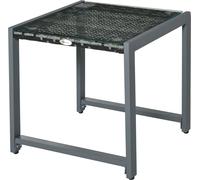 Outsunny Table de jardin Table d'appoint Meuble de jardin avec verre trempé Polyrattan + Aluminium Gris 50 x 49,5 x 50 cm