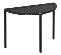 Outsunny Table de jardin table demi-ronde console métal époxy résine tressée 100L x 50l x 74H cm noir