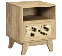 Outsunny Table de Nuit Vintage Tiroir Porte Cannage Niche 45x39x56,5cm Design Élégant Aosom France