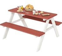 Outsunny Table de pique-nique pour enfants avec 2 bancs en bois massif - Table pour le jardin - dim. 89L x 79l x 50H cm marron et blanc
