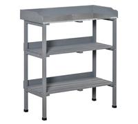 Outsunny Table de Plantation Table de Jardinage Table de Fleurs avec Plateau Métallique en Bois de Jardin Gris 76 x 37 x 89 cm