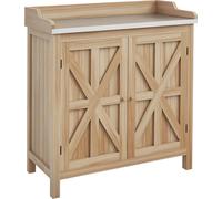 Outsunny Table de rempotage armoire de rangement de jardin avec 2 šŠtagššres, antidšŠrapants en bois sapin plateau galvanisšŠ patins