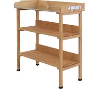 Outsunny Table de rempotage avec 2 šŠtagššres 3 crochets outils table de jardinage plateau t?le acier galvanisšŠ avec rebord - table de plantation bois sapin pršŠ-huilšŠ