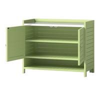Outsunny Table de rempotage avec armoire inférieure en bois Armoire de jardin extérieure avec plateau galvanisé 3 étagères 88x40x70,5cm Vert