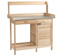 Outsunny Table de rempotage jardinage avec 2 étagères tiroir et placard avec rebord plateau 112 x 45 x 121 cm naturelnull