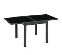 Outsunny Table Extensible de Jardin Grande Taille 160 x 80 x 75 cm Noir | Plateau Verre Trempé, Aluminium Gris, Foncé