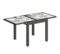 Outsunny Table Extensible de Jardin Grande Taille dim. dépliées 160 x 80 x 75 cm alu métal Plateau Verre trempé transparent