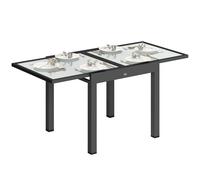 Outsunny Table Extensible de Jardin Grande Taille dim. dépliées 160 x 80 x 75 cm foncé Plateau Verre trempé Transparent Aluminium Gris