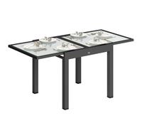 Outsunny Table Extensible de Jardin Plateau Verre Trempé Transparent | Grande Taille, Aluminium, 160x80 x75cm