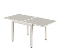 Outsunny Table extensible en aluminium pour extérieur, plateau en verre trempé, Crème.