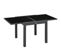 Outsunny Table extensible de jardin grande taille dim. dépliées 160 x 80 x 75 cm foncé plateau verre trempé noir aluminium gris