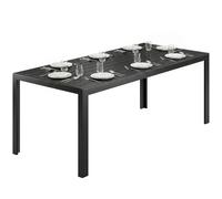 Outsunny Table Jardin UV et imperméable Aspect Bois 190x84.5x72 cm Noir | Table balcon plastique, texture bois, antidérapant, table buffet 6 pers., table repas ext., pour jardin & balcon