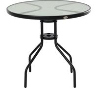 Outsunny Table Ronde Bistro de Jardin dim. ? 80 x 72H cm Espace Installation Parasol Acier šŠpoxy Noir Plateau Verre trempšŠ