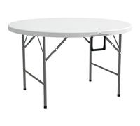 Outsunny Table Ronde de Jardin Pliante Ø122 cm Peut accueillir 6 Personnes pour évènement, Structure métal, Plateau HDPE