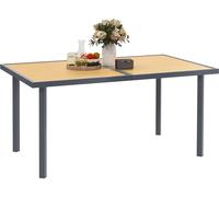 Outsunny Table š€ manger de jardin pour 6 personnes, table de jardin avec plateau effet bois rectangulaire en acier anti-rouille pour patio, terrasse, 150 x 90 x 72 cm, bois naturel