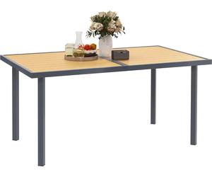 Outsunny Table š€ manger de jardin pour 6 personnes, table de jardin avec plateau effet bois rectangulaire en acier anti-rouille pour patio, terrasse, 150 x 90 x 72 cm, bois naturel