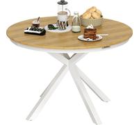 Outsunny Table š€ manger de jardin, table de jardin ronde ? 118 cm avec cadre en aluminium, plateau aspect effet bois et patins de pieds ršŠglables, pour balcon, porche, terrasse, teck