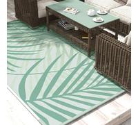 Outsunny Tapis de jardin tapis d'extšŠrieur ršŠversible 365L x 274l cm impermšŠable motif feuillage avec sac de transport pour terrasse balcon camping, vert crššme