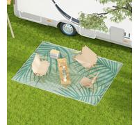 Outsunny Tapis de jardin tapis d'extšŠrieur ršŠversible 365L x 274l cm impermšŠable motif feuillage avec sac de transport pour terrasse balcon camping, vert crššme