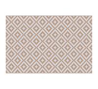 Outsunny Tapis extérieur Style Graphique - Tapis réversible 2 Motifs - dim. 2,74L x 1,82l m - PP Haute densité 310 g/m² Blanc Beige
