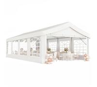 Outsunny Tente barnum 8 x 4 x 2,8 m PE 8 fenêtres Acier galvanisé Blanc