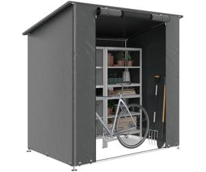 Outsunny Tente Garage 1.9x1.2m imperméable Toit Pente fenêtre Gris foncé | Porte à fermeture éclair enroulable, cadre métal renforcé, anti-UV, tente garage, stockage, pâturage