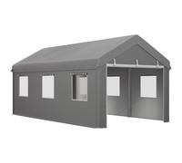 Outsunny Tente garage carport 6L x 2,95l x 2,78H m acier galvanisé PE haute densité 160 g/m² 2 portes enroulables et 6 fenêtres