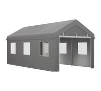 Outsunny Tente Garage carport dim. 6L x 2,95l x 2,78H m Acier galvanisé Robuste PE Haute densité 160 g/m² imperméable Anti-UV, 2 Portes enroulables et 6 fenêtres
