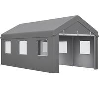 Outsunny Tente garage carport dim. 6L x 2,95l x 2,78H m acier galvanisé robuste PE haute densité 160 g/m² imperméable anti-UV, 2 portes enroulables et 6 fenêtres