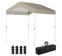 Outsunny Tente pliante 2,4x2,4 m Pop-up UPF50+ Verrouillage central Hauteur réglable Sac de transport Sacs de sable Beige