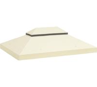 Outsunny Toile de rechange pour pavillon toile de tonnelle 4 x 3 m, toit double avec trous de drainage, polyester haute densité 370 g/m², protection solaire UPF30+, TOILE INCLUS UNIQUEMENT, crème