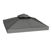Outsunny Toile de rechange pour tonnelle 3 x 3 m – PVC 370 g/m², UPF30+, drainage, gris foncé