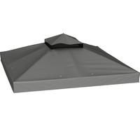 Outsunny Toile pour tonnelle 3 x 3 m toile de rechange pour tonnelle à 2 niveaux protection avec revêtement en PVC résistant à l'eau, 370 g/㎡, UPF30+, trous de drainage, gris foncé